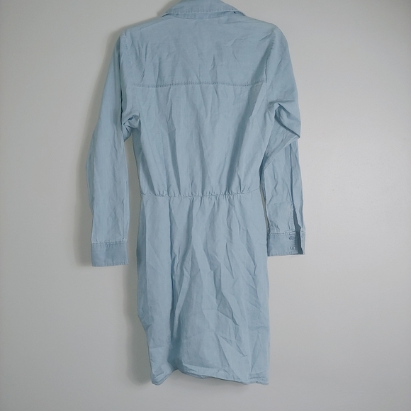6 NWOT Venus Cotton Chambray Denim Button Down Tie Front Dress - Picture 2 of 4